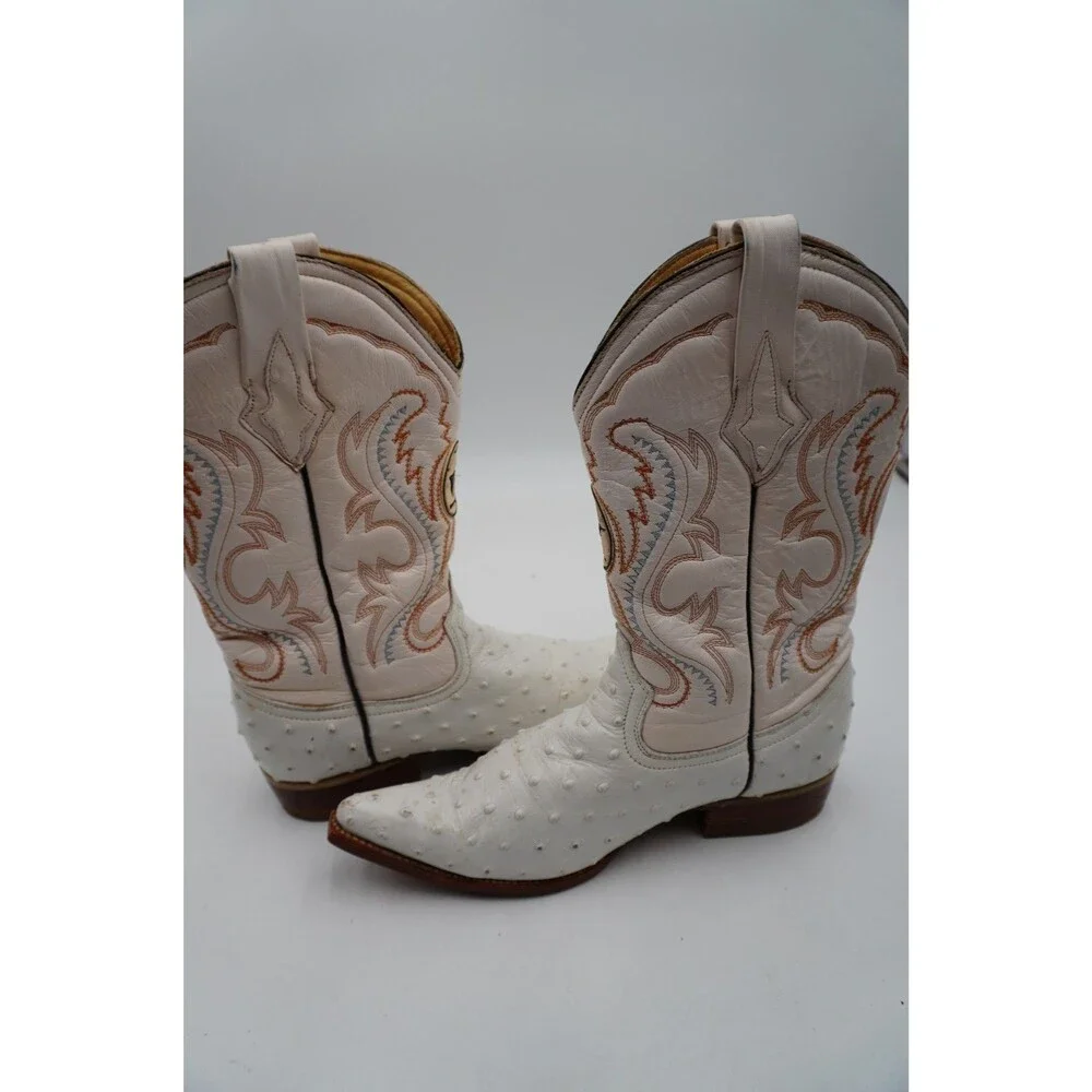 Sebastian Boots Mexican Pointy Cowboy Boots Leather & Ostrich Men's US 6/Mex 25